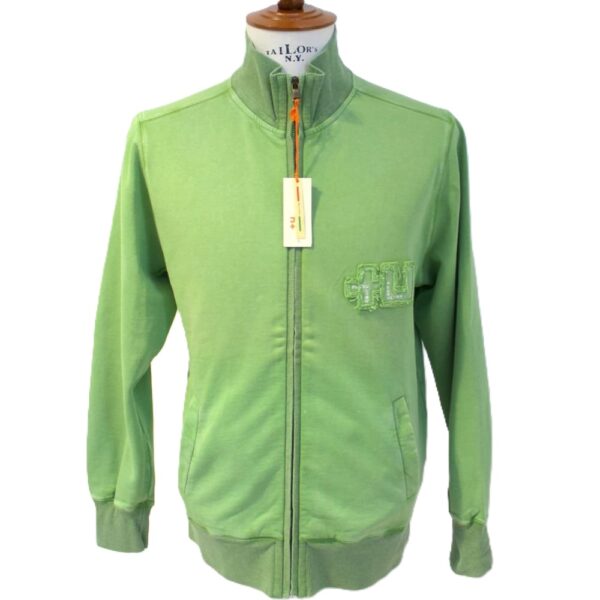 Felpa Verde in cotone 'Plusultra Milano' con zip taglia M (ultimissima)