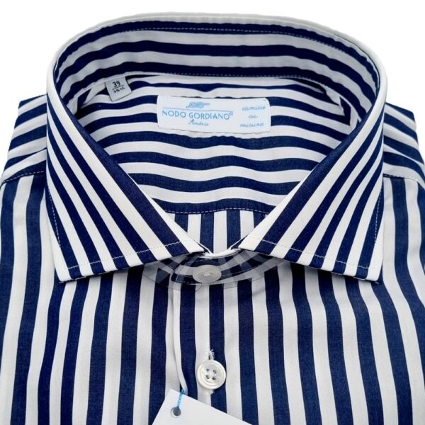 Camicia Uomo Rigata Blu Popeline Cotone makò  Facile stiro Tess. Monti