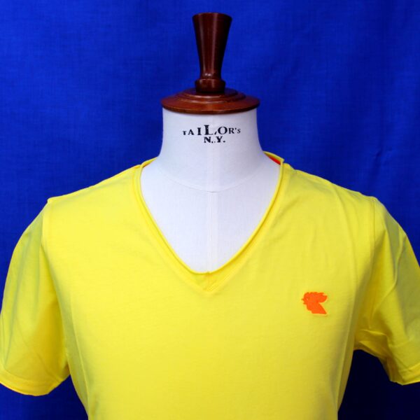 T-shirt Gallo Uomo Giallo scollo a V 100% Cotone makò M L XXL