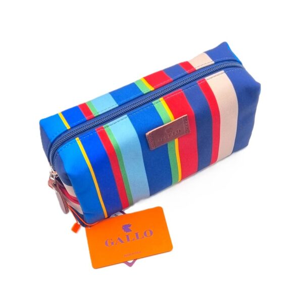 Pochette Bauletto Beauty Case Unisex rigato Multicolor Blu Royal  Amaranto Zip